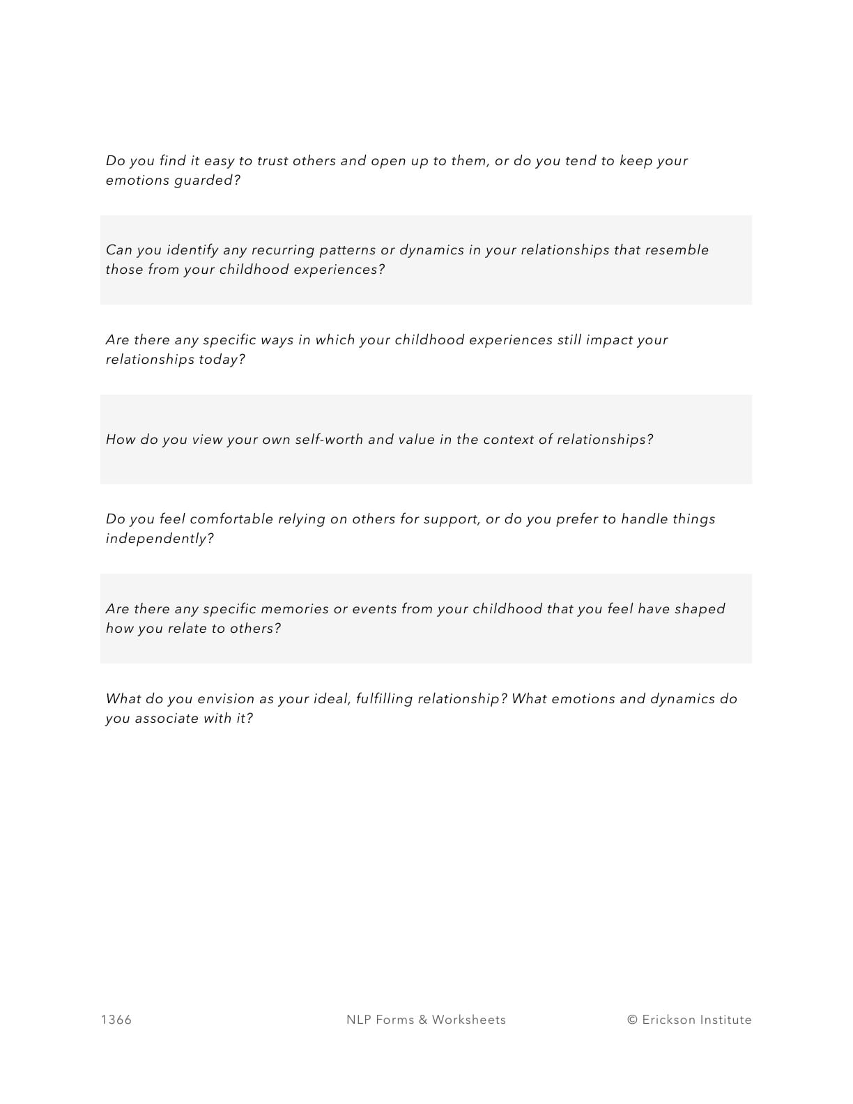 Attachment Style Self-Evaluation Questionnaire - Neuro Linguistic Programming 2