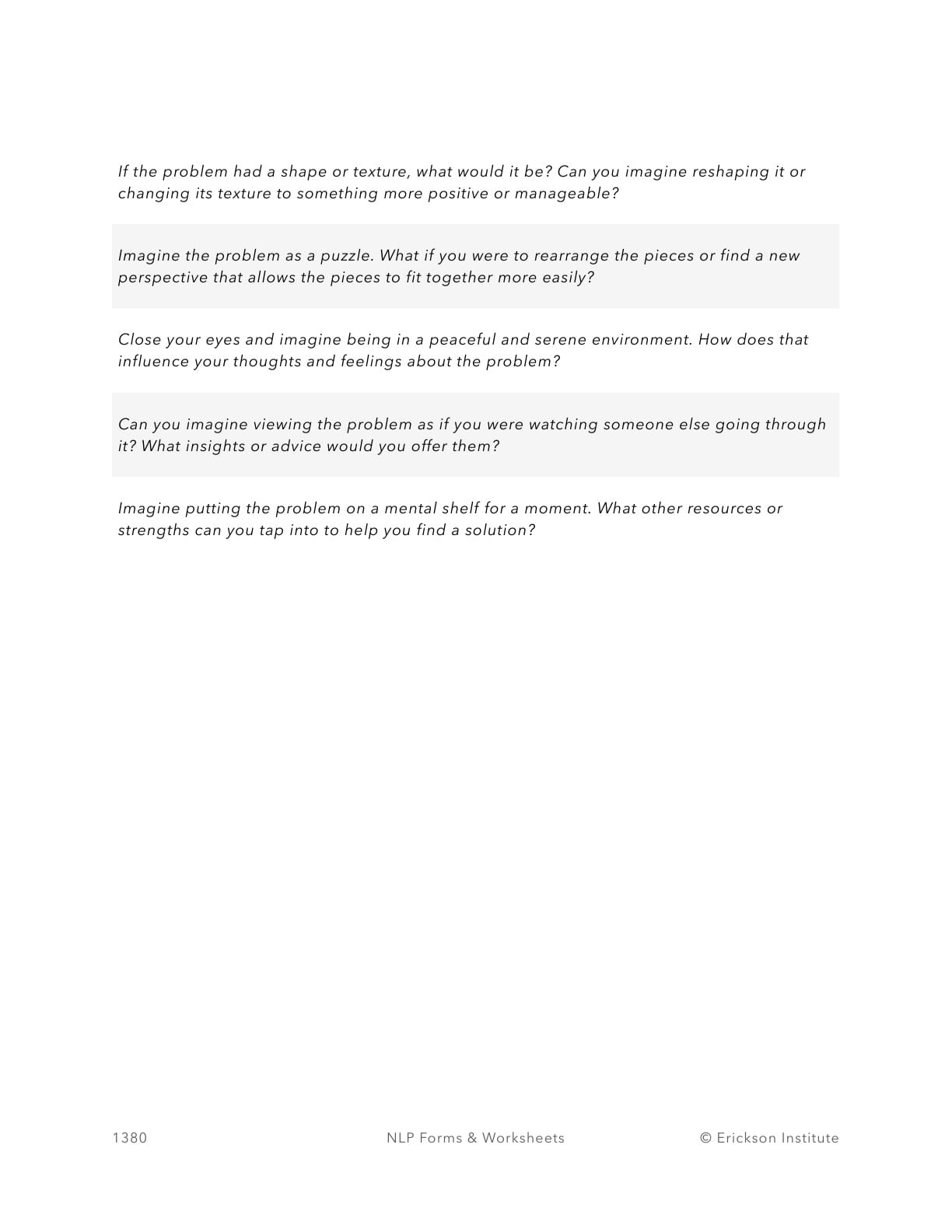 Problem Solution Space Questions - Neuro Linguistic Programming 2