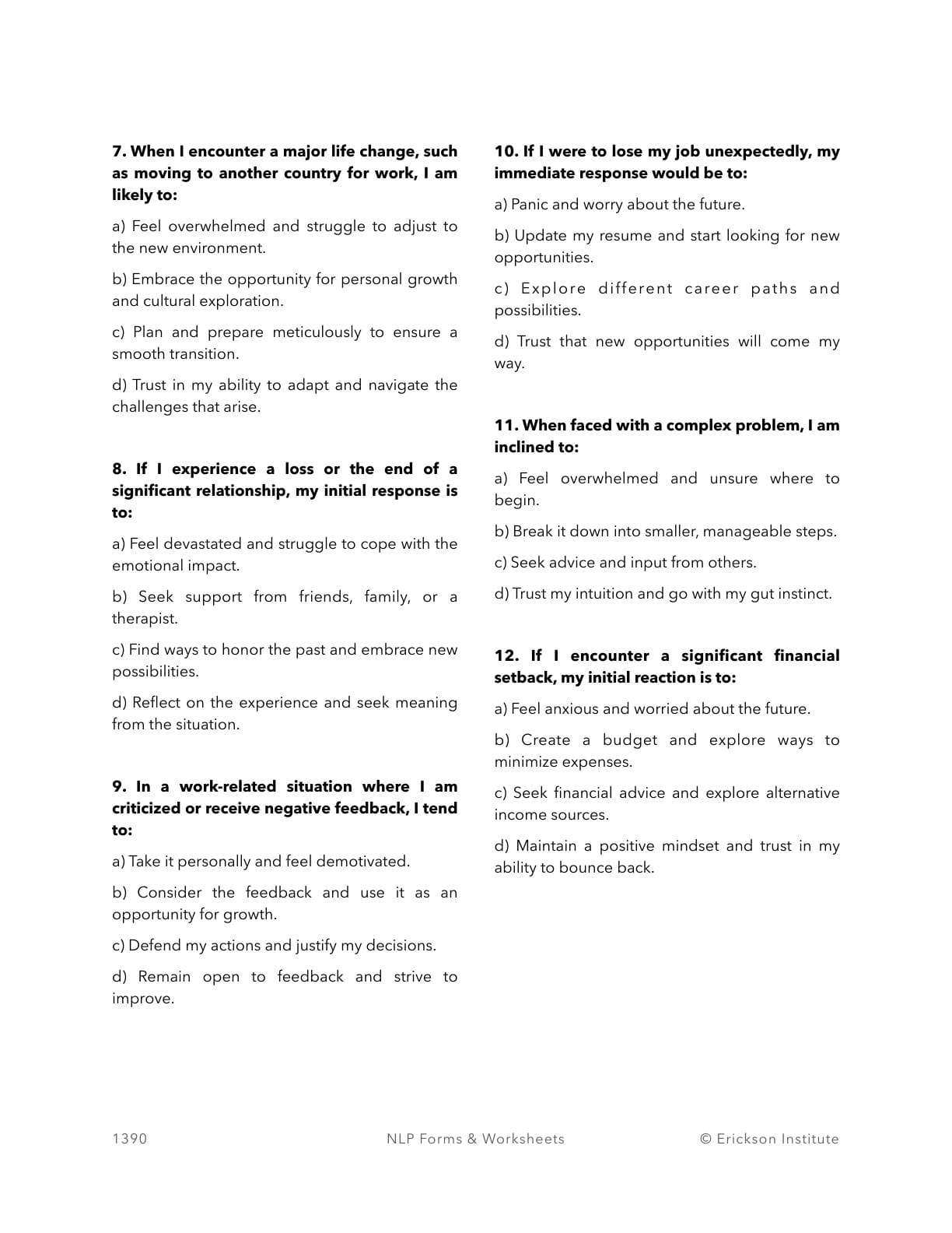 Stress Adaptation Levels Questionnaire - Neuro Linguistic Programming 2