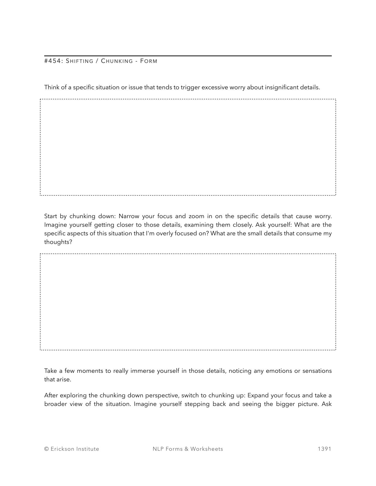 Shifting / Chunking - Form - Neuro Linguistic Programming 1
