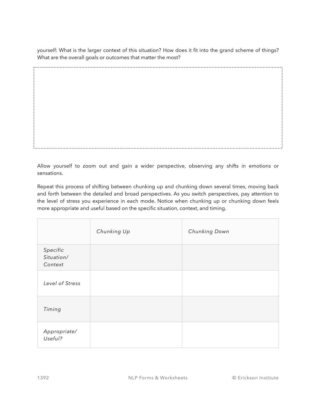 Shifting / Chunking - Form - Neuro Linguistic Programming 2