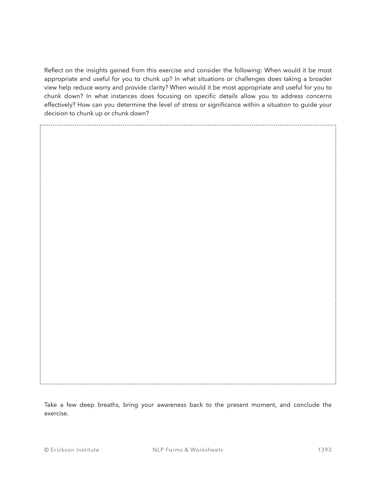 Shifting / Chunking - Form - Neuro Linguistic Programming 3