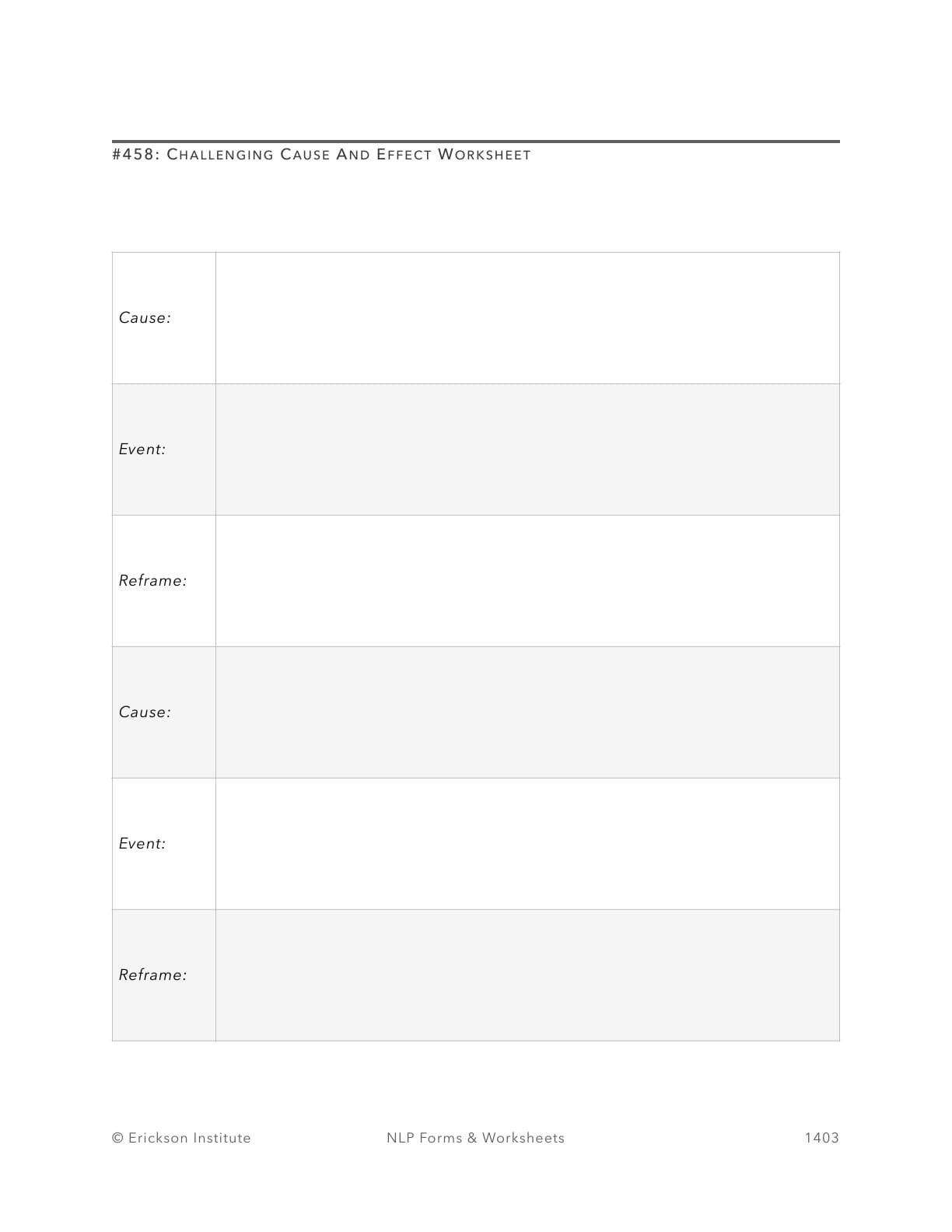 Challenging Cause And Effect Worksheet - Neuro Linguistic Programming 1