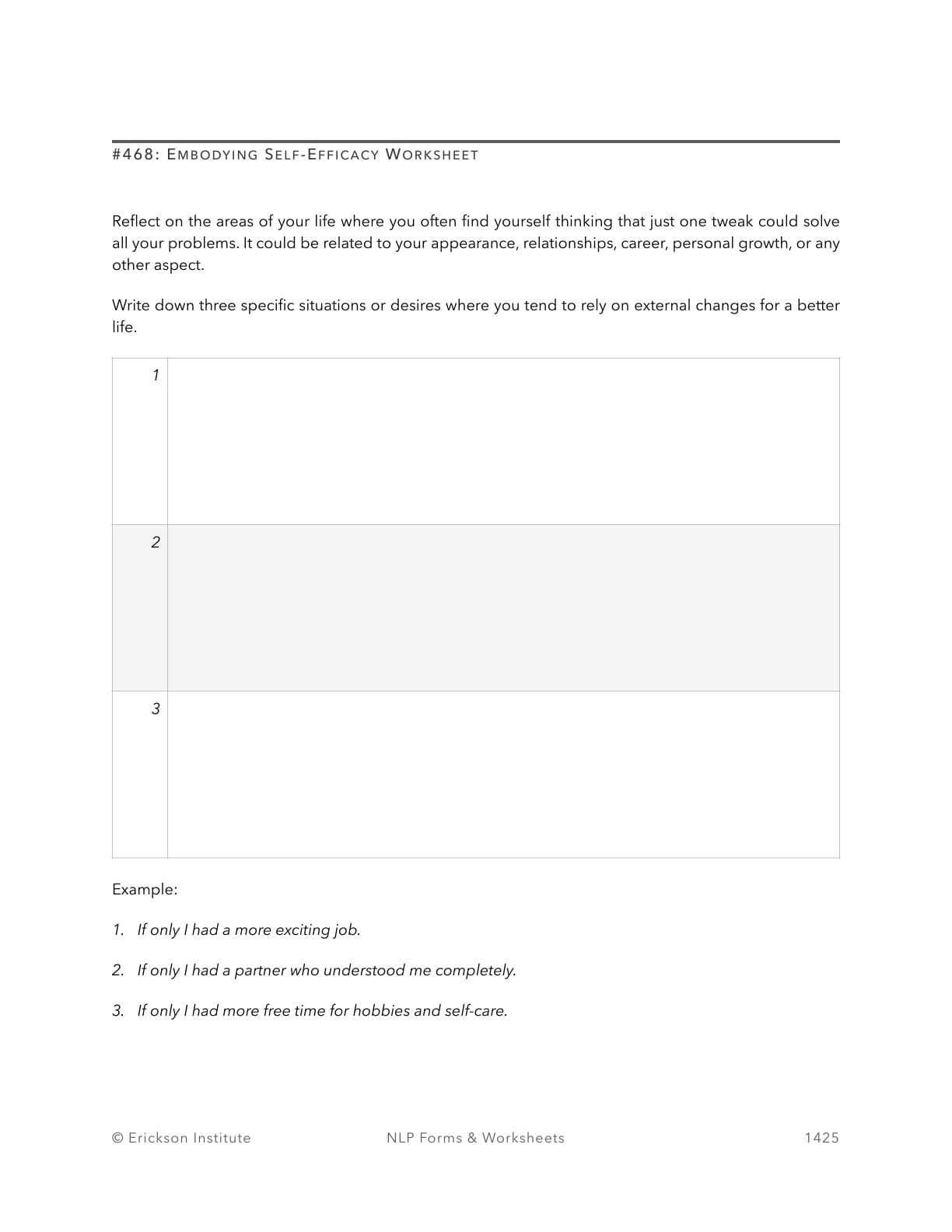 Embodying Self-Efficacy Worksheet - Neuro Linguistic Programming 1