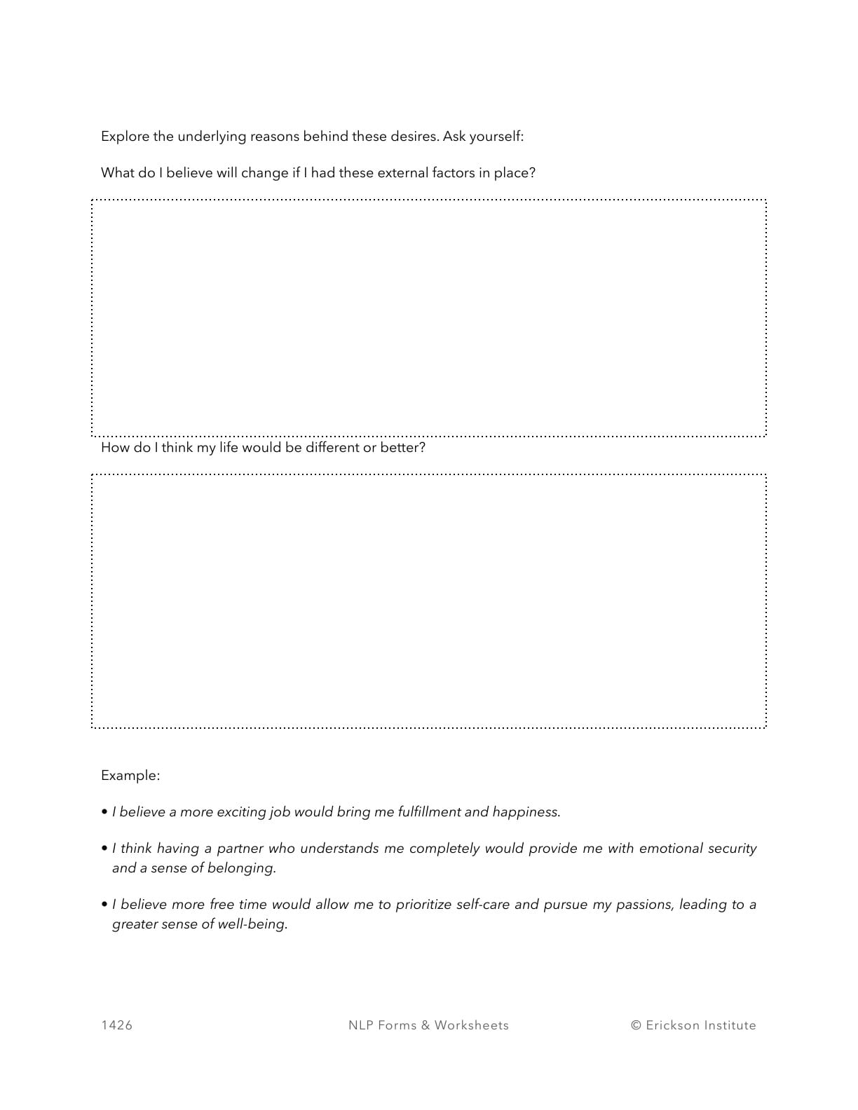 Embodying Self-Efficacy Worksheet - Neuro Linguistic Programming 2