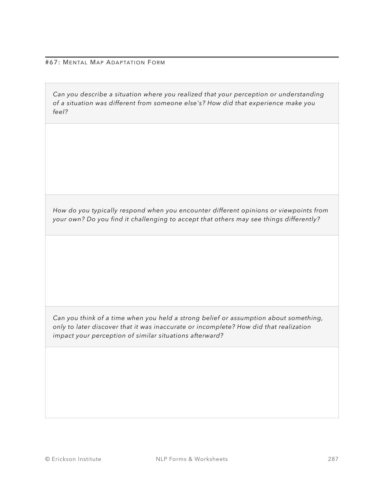 Mental Map Adaptation Form - Neuro Linguistic Programming 1
