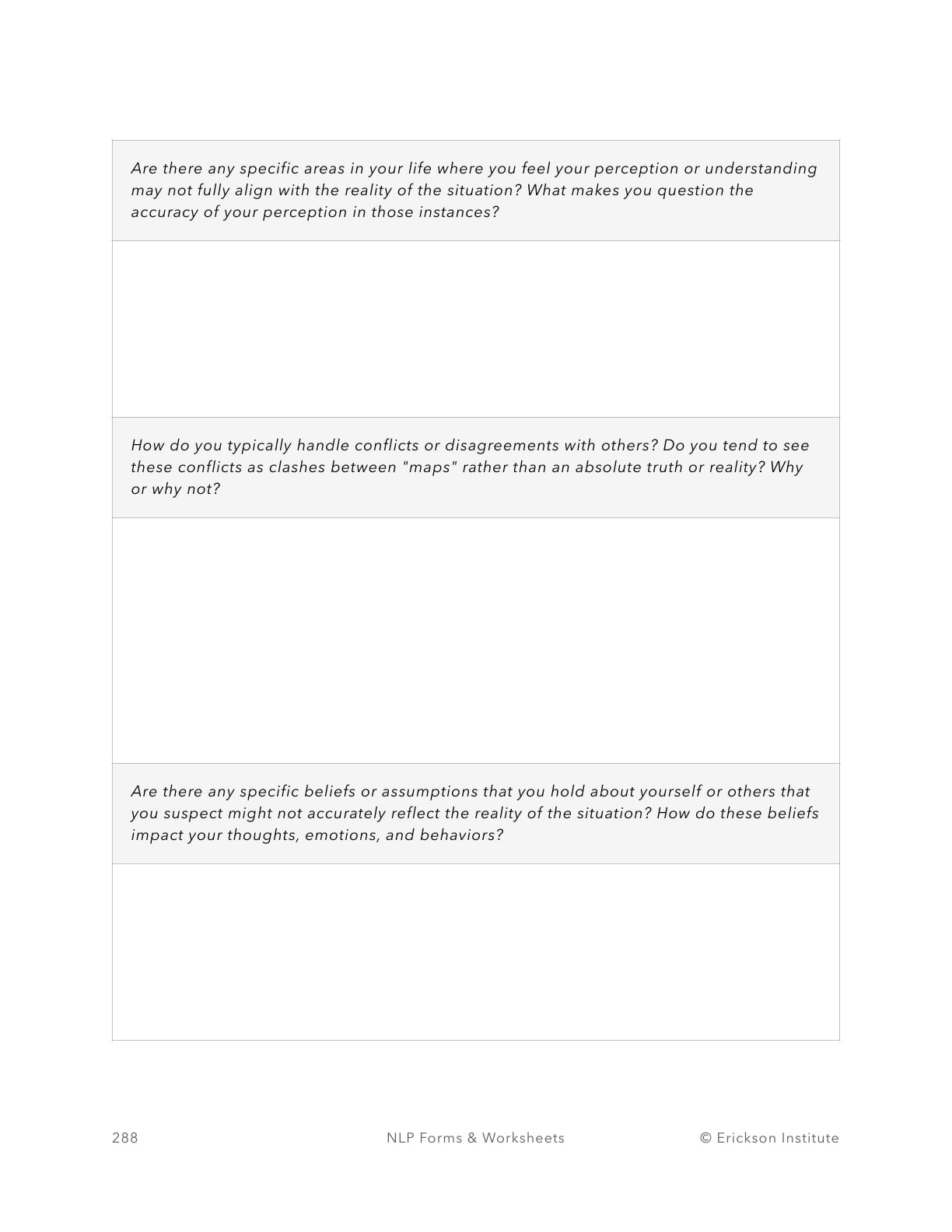 Mental Map Adaptation Form - Neuro Linguistic Programming 2