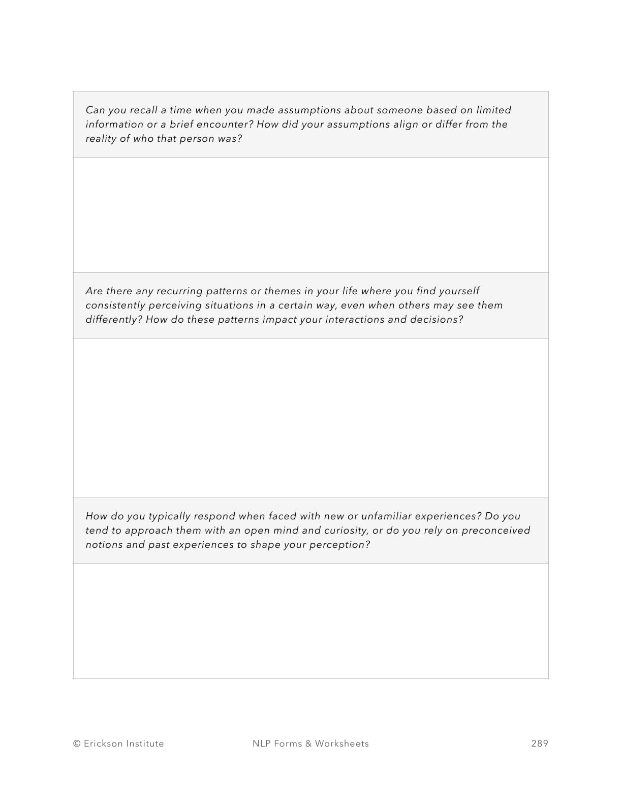 Mental Map Adaptation Form - Neuro Linguistic Programming 3
