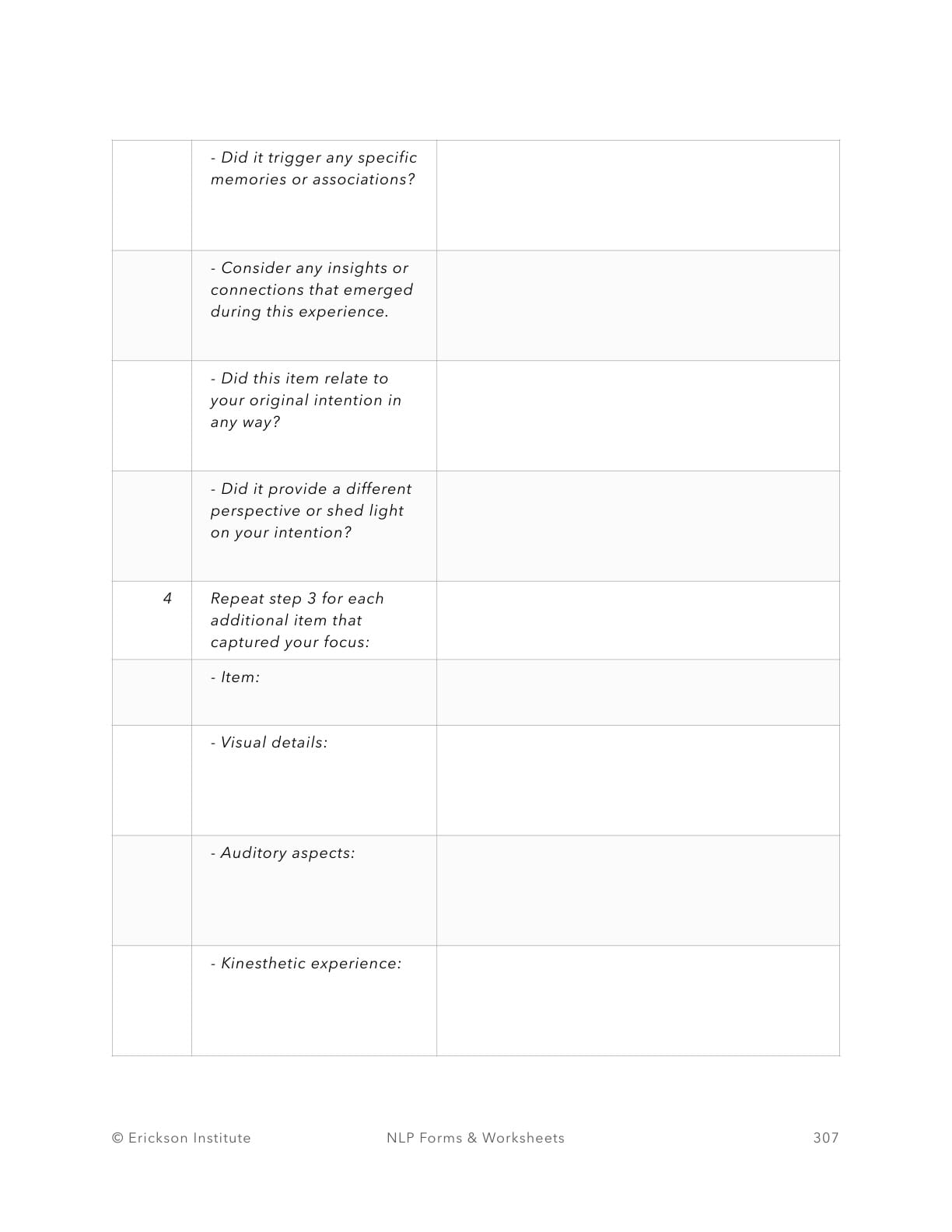 Active Dreaming Worksheet - Neuro Linguistic Programming 3