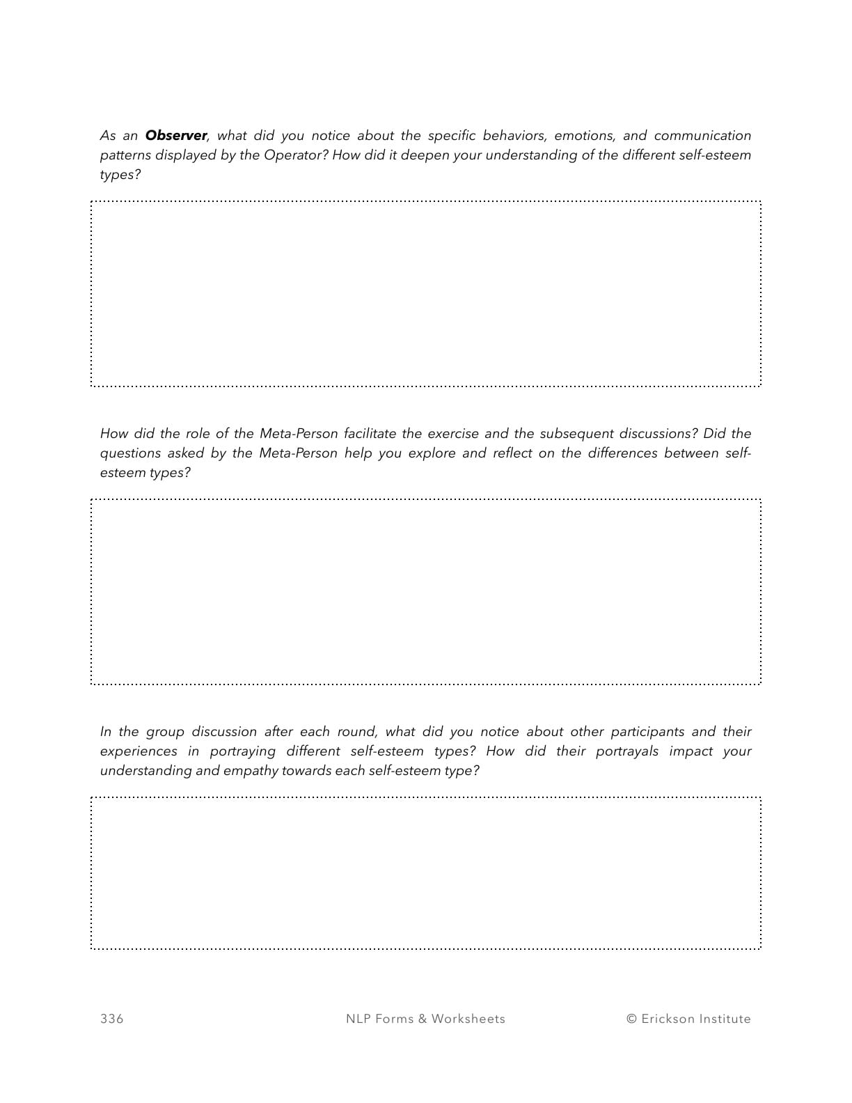 SED Exercise - Participant Feedback Form - Neuro Linguistic Programming 2
