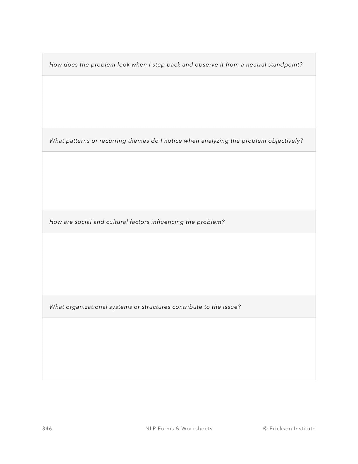 The Perceptual Puzzle - Problem Solving Form - Neuro Linguistic Programming 2