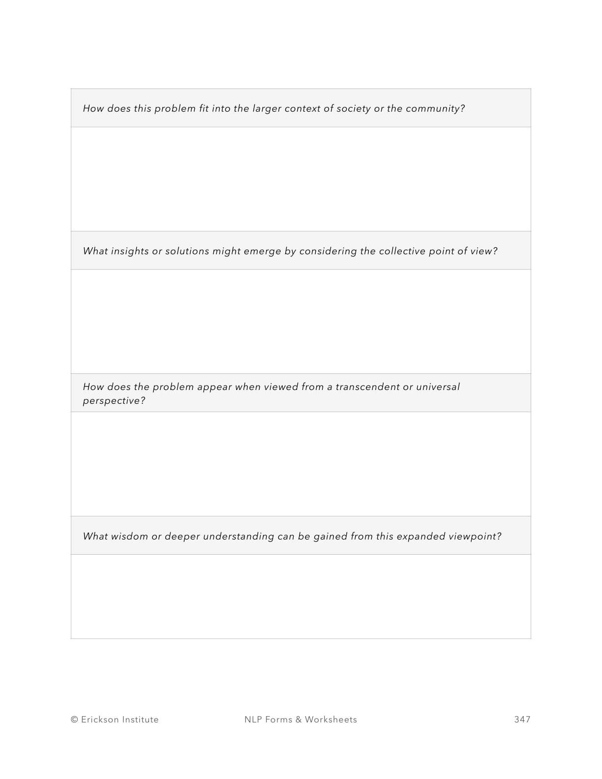 The Perceptual Puzzle - Problem Solving Form - Neuro Linguistic Programming 3