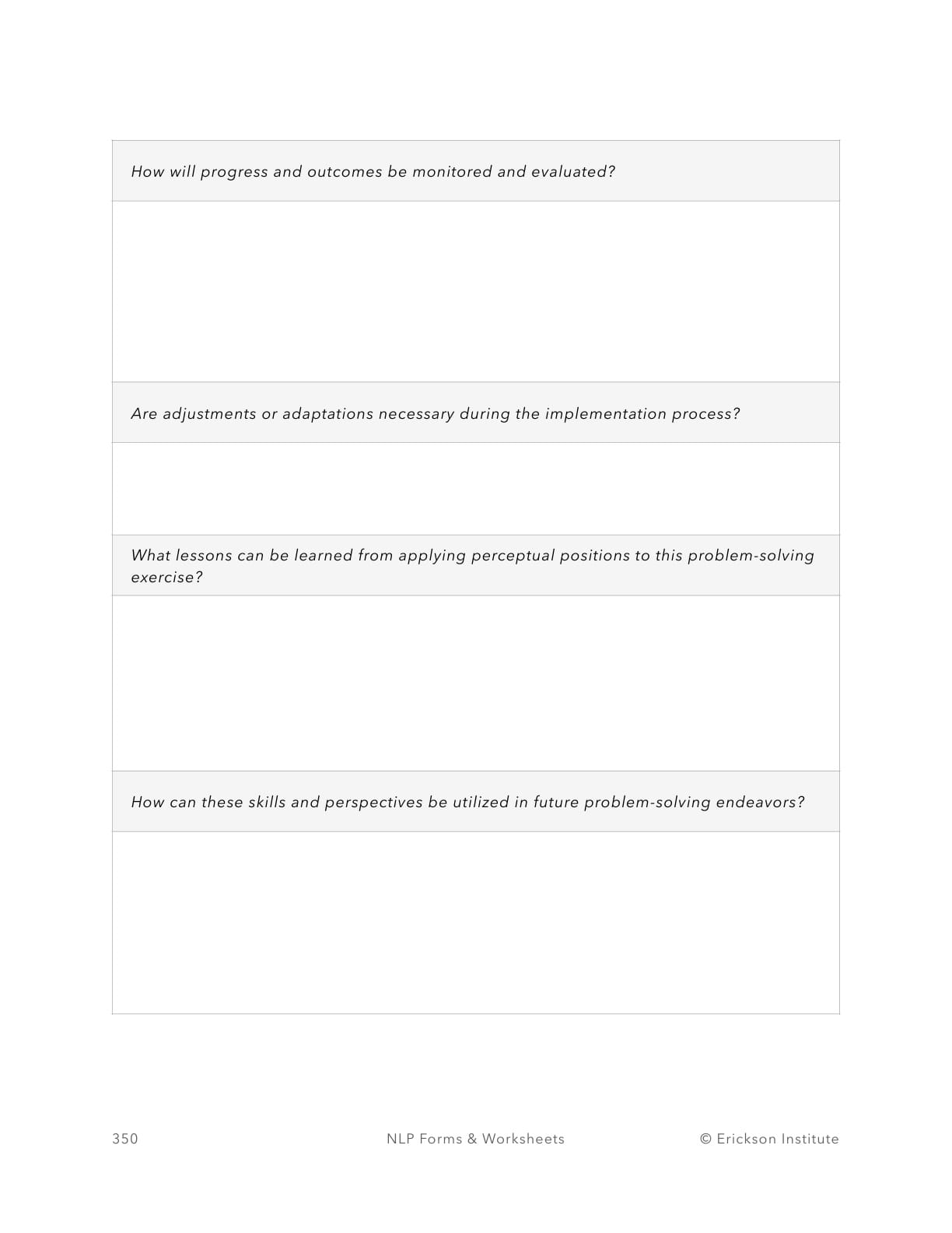 The Perceptual Puzzle - Problem Solving Form - Neuro Linguistic Programming 6