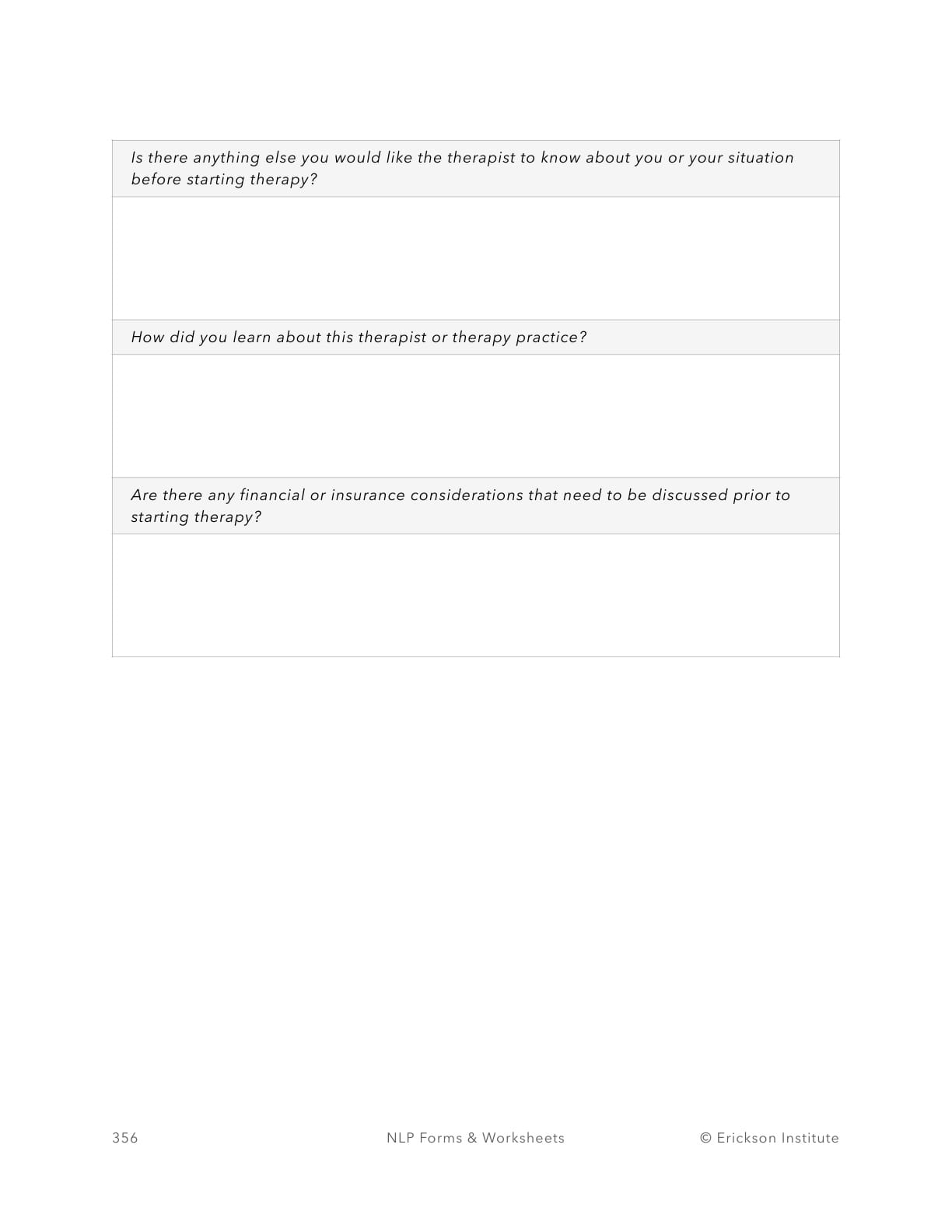 New Client Acceptance Form - Neuro Linguistic Programming 4