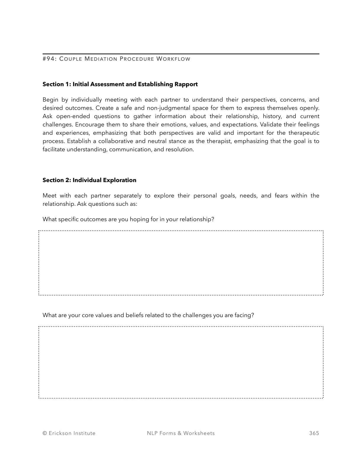 Couple Mediation Procedure Workflow - Neuro Linguistic Programming 1